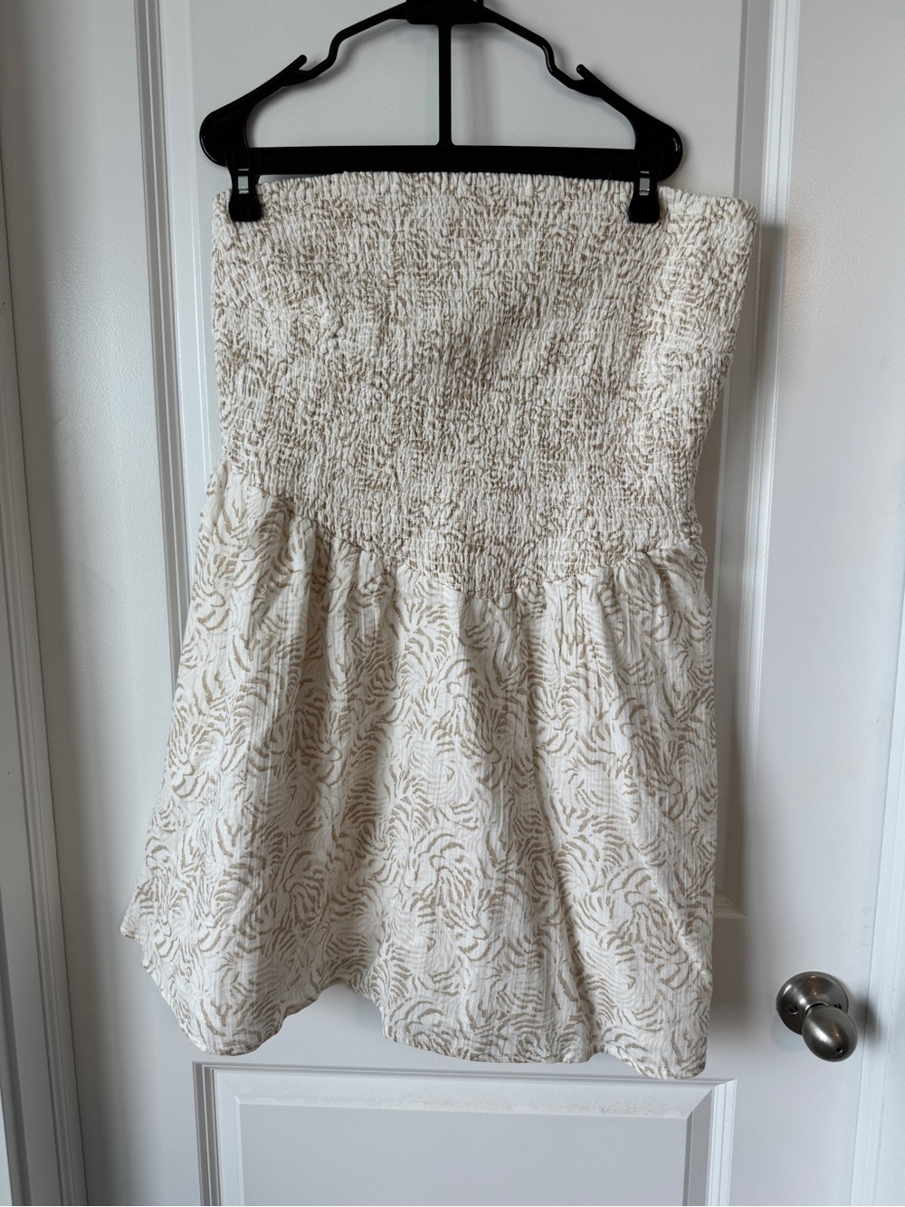 Universal Thread Cream and Tan Smocked Strapless Sundress